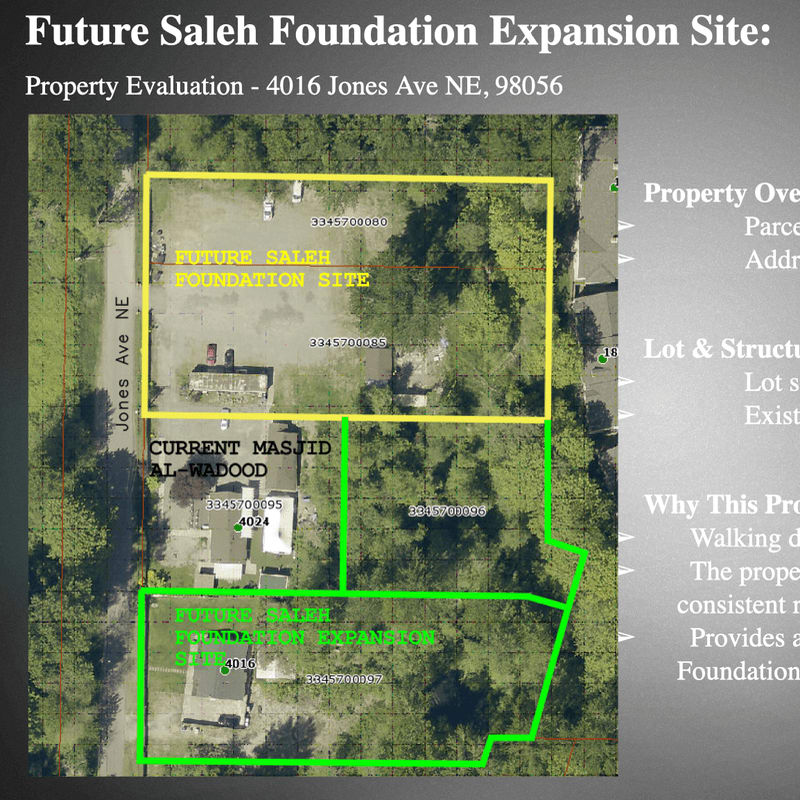An aerial map of property lots outlined in yellow and green is set against a dark grey background containing descriptive text.