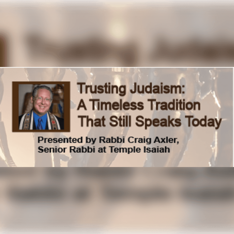 A portrait of Rabbi Craig Axler and event text are set against a blurred, light-colored background.