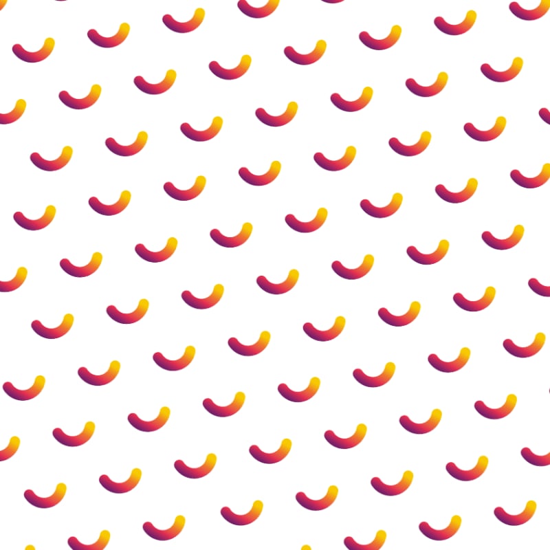 A white background is filled with a repeating pattern of small, curved lines that transition from yellow to purple.