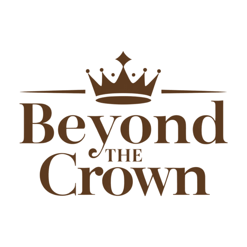A brown crown and the text "Beyond THE Crown" are centered against a plain white background.
