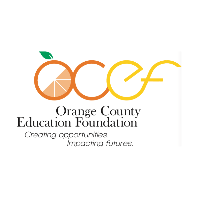 The Orange County Education Foundation logo, featuring an orange slice and stylized text, is centered against a plain white background.
