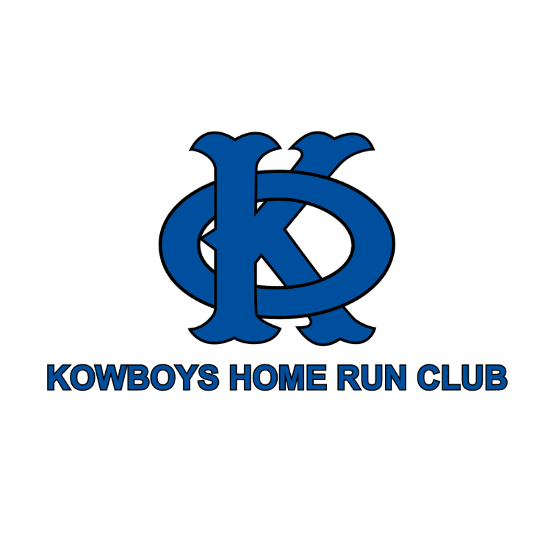 A blue "K" logo and the text "KOWBOYS HOME RUN CLUB" are centered against a plain white background.