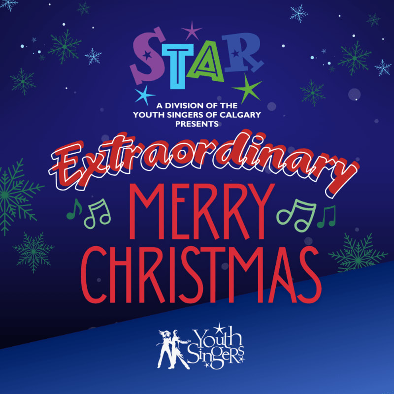 Colorful text announcing an "Extraordinary Merry Christmas" by STAR sits in the foreground against a dark blue background decorated with snowflakes.