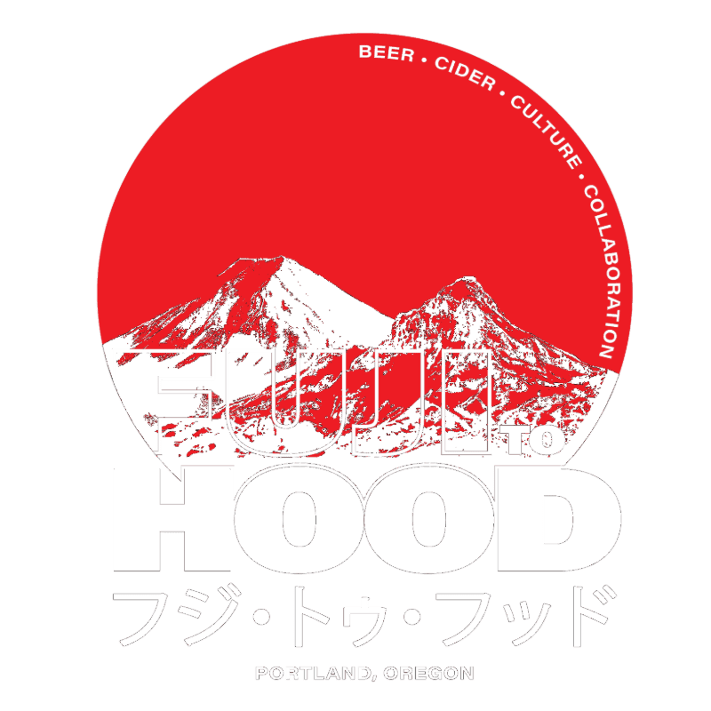 White stylized text and mountain peaks sit in the foreground against a large red circular background.