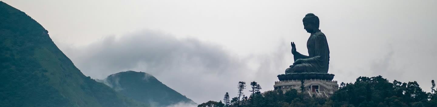 black and grey Buddha statue on top of hill