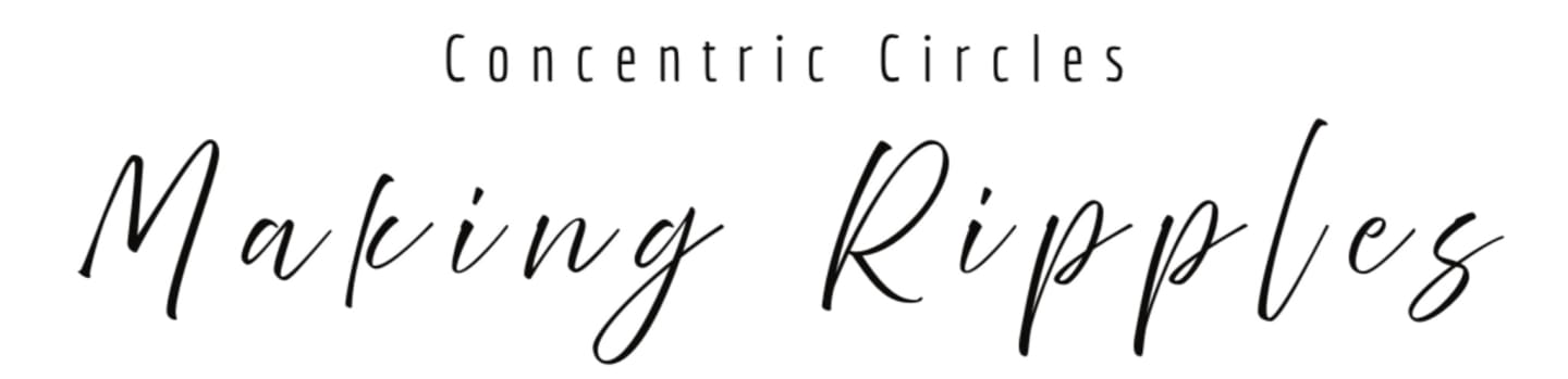 The foreground features the handwritten phrase "Making Ripples" in a flowing script, while the background displays the words "Concentric Circles" in a simpler, sans-serif font.