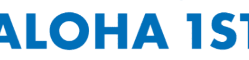 A blue star logo hovers above the words "ALOHA 1ST ATHLETICS" on a white background.