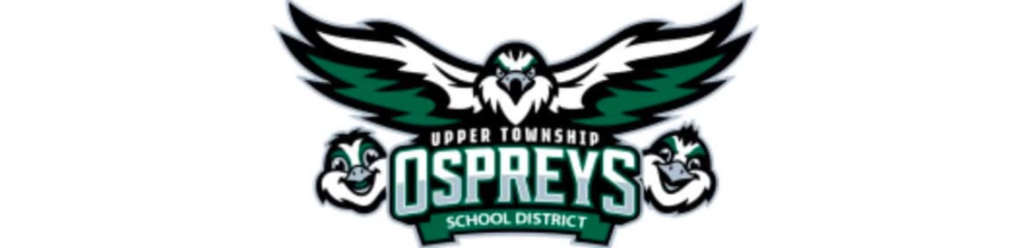 A stylized osprey with outstretched wings and the words "UPPER TOWNSHIP OSPREYS SCHOOL DISTRICT" are displayed against a white background.