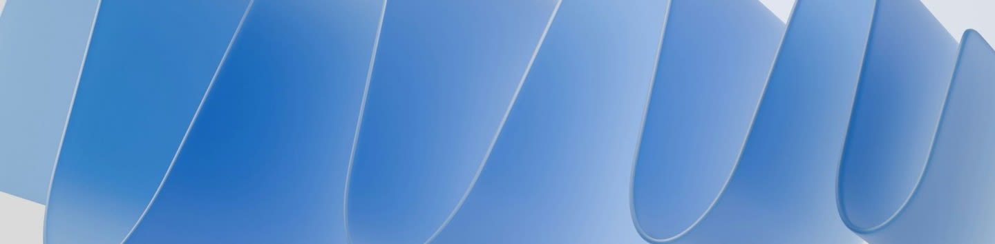 A blue ribbon waves against a white background