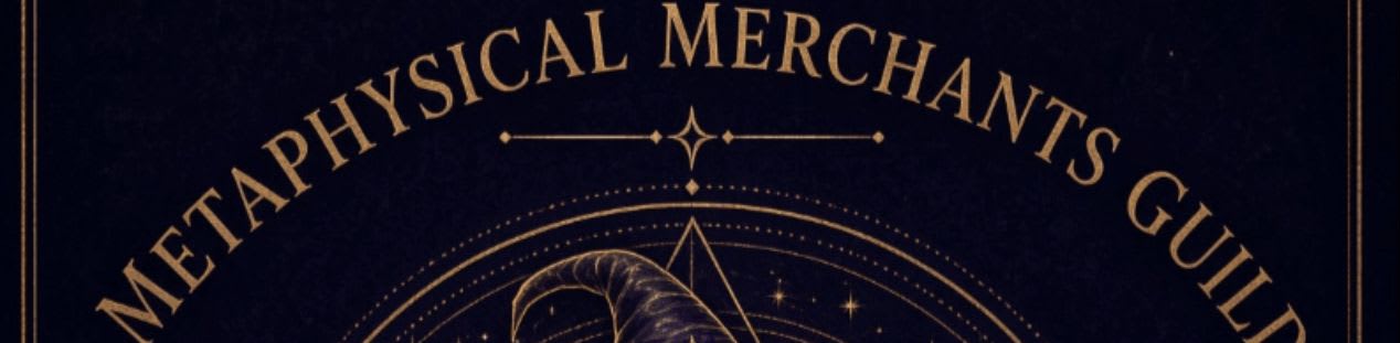 A mystical woman in a witch's hat stands before a large purple crystal, flanked by tarot cards and celestial symbols against a dark, ornate background.