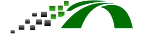 A stylized green bridge with a pixelated approach arches over the text "TechBridge Initiative, INC." on a white background.