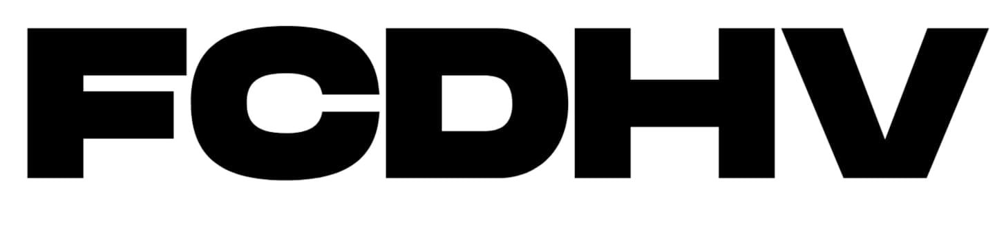 Bold black letters spelling "FCDHV" are centered against a plain white background.