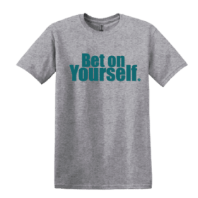 Gray T-Shirt with Teal Design - Small item
