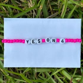 Neon pink glass bead Yes on 4 bracelet item