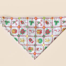 Dog Bandana w Snaps Red Christmas Squares size Medium item