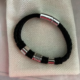 Braided Black Leather Bracelet item