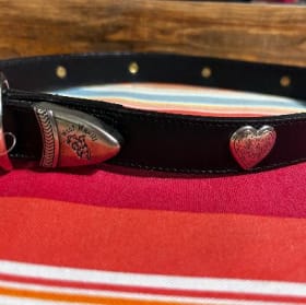 XL leather dog collar, 1" wide (black, hearts) item