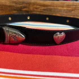 Large leather dog collar, 1" wide (black, hearts) item