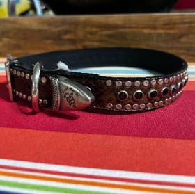 Small leather dog collar, 1" wide (snake, crystals) item