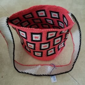 Coral Bag with squares by Lancheros item