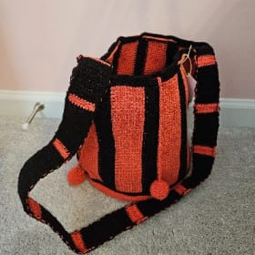 Coral & Black Bag with draw strings by Lancheros item