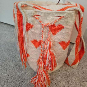 Beige w/Orange Hearts w/ draw string by Lancheros item