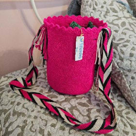 Hot Pink Bag w/ multi-color strape by Lancheros item