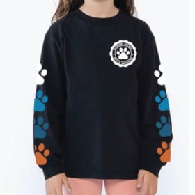 Long Sleeve Paw T-Shirt (Black) - L, Youth item