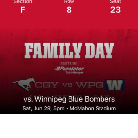 2 Tickets Calgary Stampeders vs Winnipeg Blue Bombers item