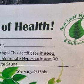 New leaf hyperbaric and sauna. item