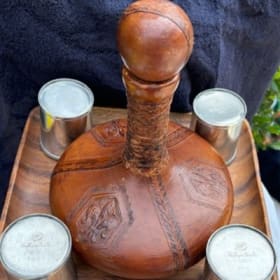 Vintage Leather Decanter with Cups item