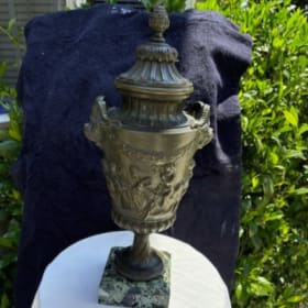 Antique Bronze Urn on Green marble base item
