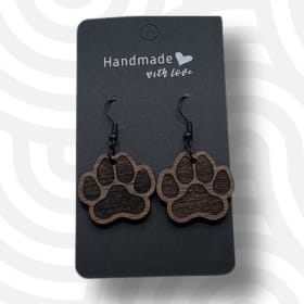 One-of-a-kind Laser Engraved Paw Print Wood Earrings item