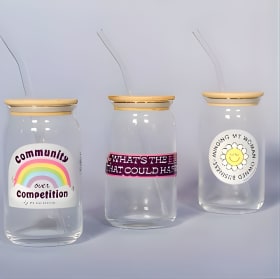 Glass Tumbler with Lid & Straw item