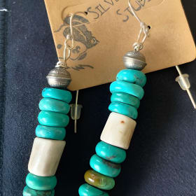 Handmade Layered Turquoise & Sterling Silver Earrings item