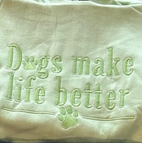 Embroidered Dogs Make Life Better Green Hoodie - Large item