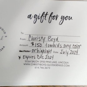 Gift certificate (hair color) item