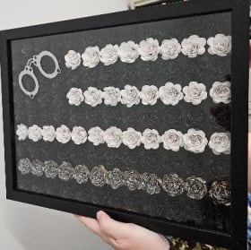 Handmade corrections flag shadow box item