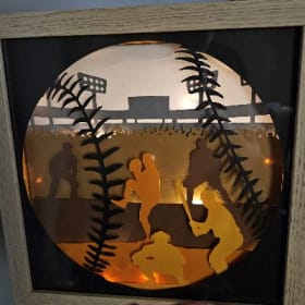 Handmade shadow box picture (baseball) item