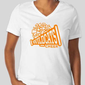 White Cheer Orange Megaphone Light Cotton V-Neck T-Shirt item