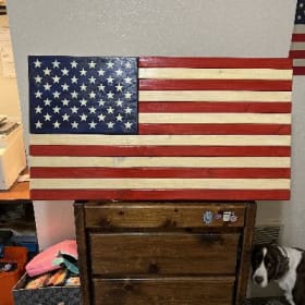 Handcrafted American flags. item