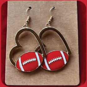 X - Earrings - Heart Football Dangle Earrings item