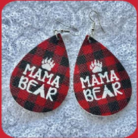 W - Earrings - Mama Bear PU Leather Drop Earrings item