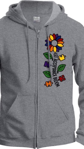 Let Acceptance Bloom Grey Zip Hooded Sweatshirt (Adult S-XL) item