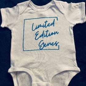 18 MONTHS - White/Sky Blue - Onesie -Limited Edition Genes item