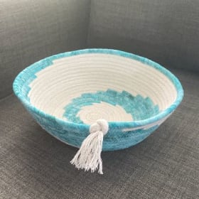 Teal and White 8" Quilted Bowl item