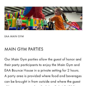 EEA Main Gym Birthday Party Gift Certificate $475 value item