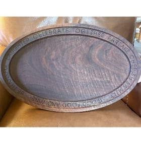 Item #007 - Engraved Oval Wood Serving Tray item