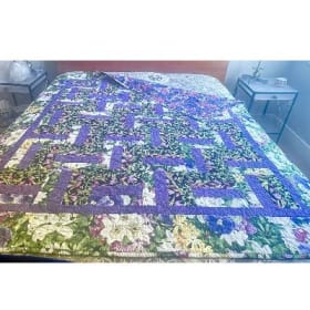 Item #037 - Floral Quilt with Purple Trim item