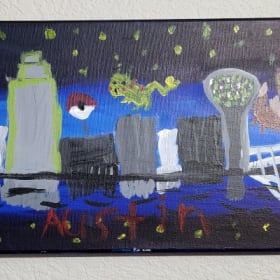 Austin's Art - Pokemon Over Dallas Skyline item